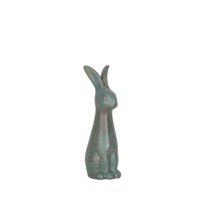 Figura Decorativa Romimex Azul Cerámica Conejo 13 x 40 x 15 cm