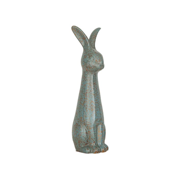 Figura Decorativa Romimex Azul Cerámica Conejo 19 x 70 x 22 cm