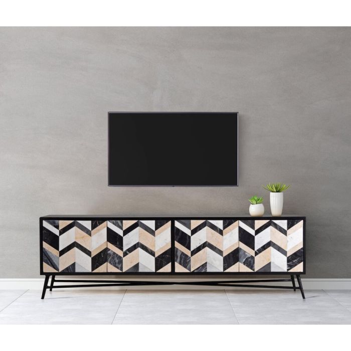 Mueble de TV Romimex Marrón Negro Dorado 40 x 50 x 160 cm 6