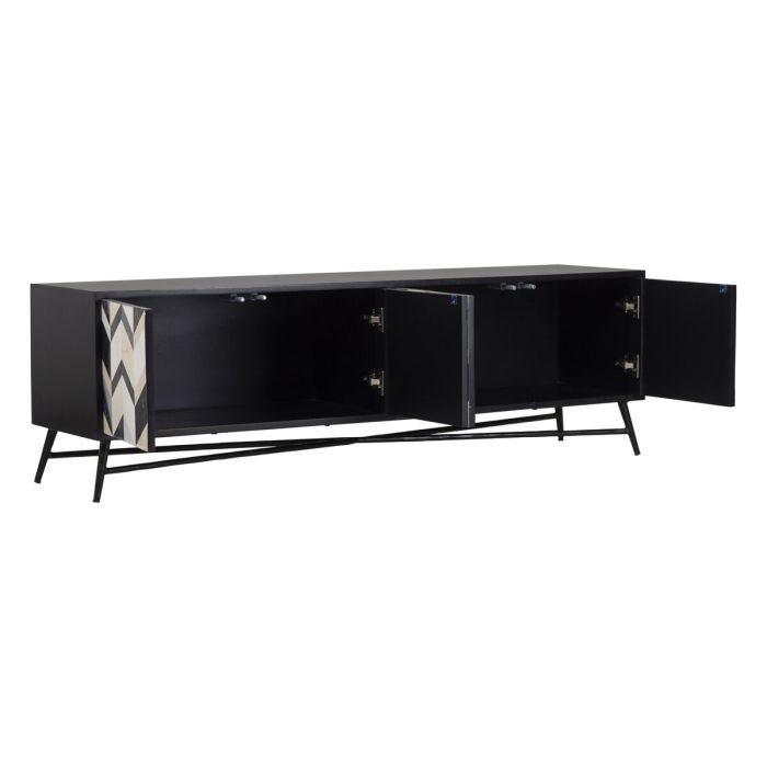 Mueble de TV Romimex Marrón Negro Dorado 40 x 50 x 160 cm 3