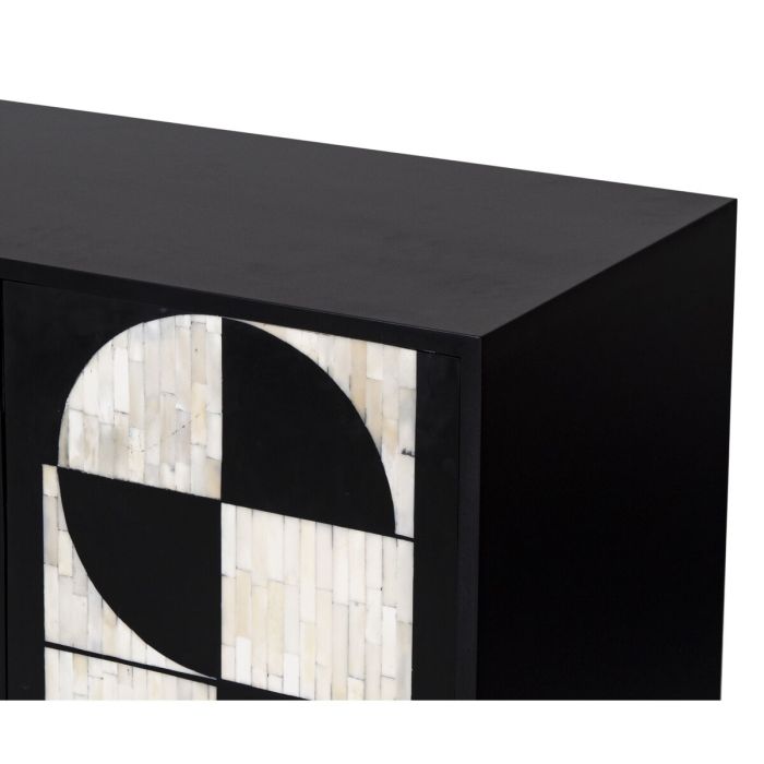 Aparador Romimex Marrón Negro Madera Hueso 40 x 80 x 160 cm 3