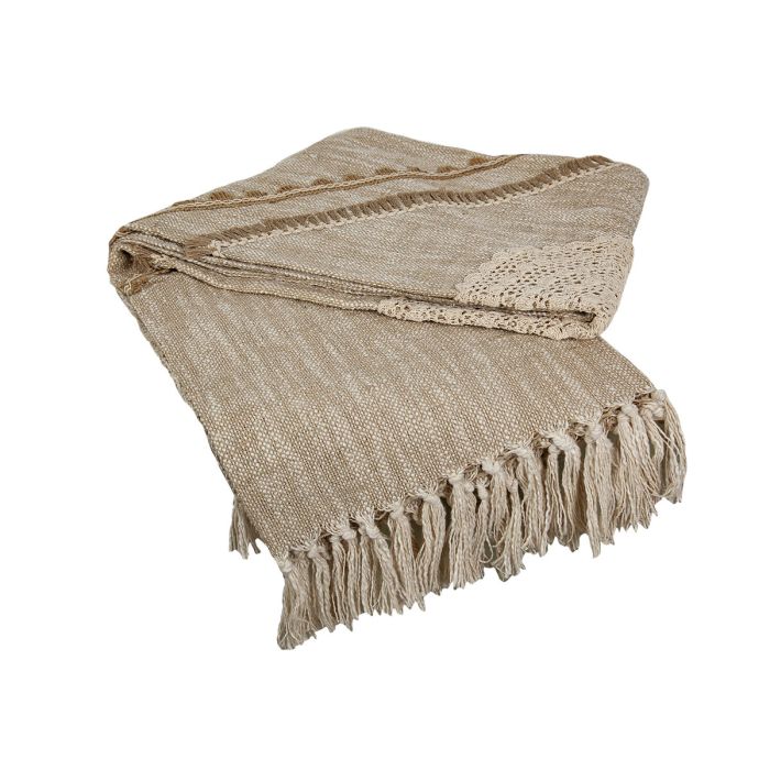 Manta Romimex Beige Bordado 125 x 150 x 150 cm 2