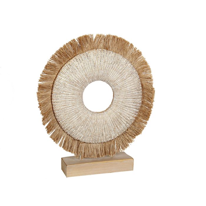 Figura Decorativa Romimex Beige Natural 8 x 40 x 36 cm Con flecos Disco