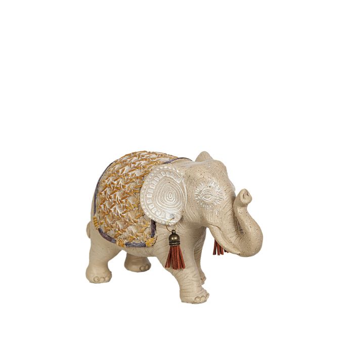 Figura Decorativa Romimex Beige Natural Poliresina Elefante 9 x 13 x 20 cm