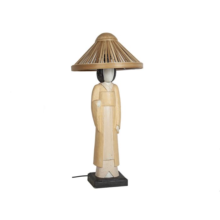 Lámpara de mesa Romimex Beige Madera 20 x 70 x 20 cm Oriental