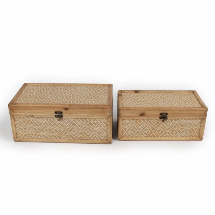 Juego de Cajas Decorativas Romimex Natural Madera (2 Piezas)