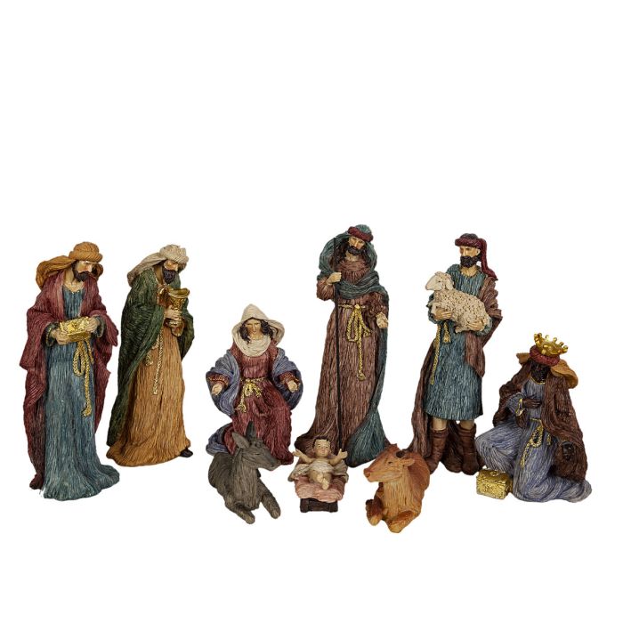 Set de Figuras Romimex Multicolor Resina 13 x 33 x 13 cm Nacimiento/Belén Reyes Magos 9 Piezas