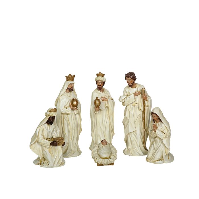 Set de Figuras Romimex Blanco Resina 10 x 23 x 8 cm Nacimiento/Belén 6 Piezas