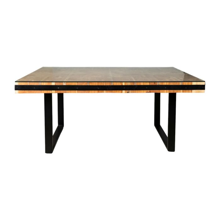 Mesa Romimex Negro Natural Madera Reciclada 180 x 77 x 100 cm 1