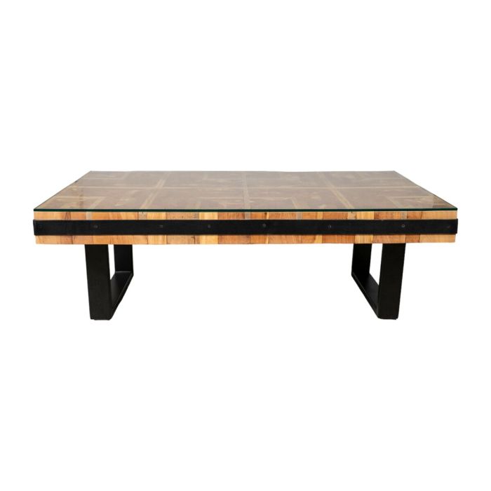 Mesa Romimex Negro Natural Madera Reciclada 130 x 43 x 70 cm 1