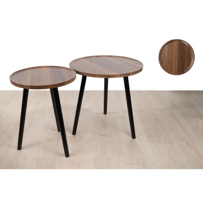 Set de mesas Romimex Marrón Negro Madera Metal 2 Piezas 2