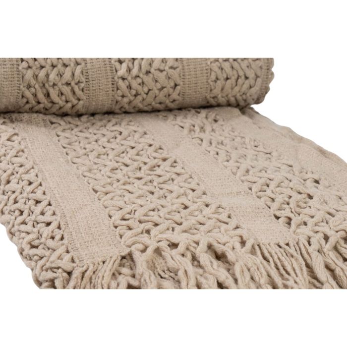 Manta Romimex Beige Con flecos 130 x 200 x 1 cm 1