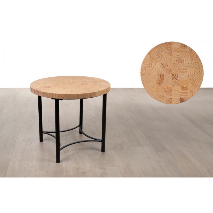 Mesa auxiliar Romimex Negro Natural Metal Madera de pino 50 x 52 x 50 cm 2