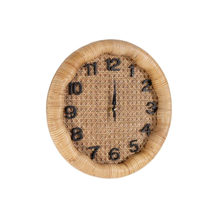 Reloj de Pared Romimex Marrón Mimbre Madera de abeto Madera MDF 36 x 36 x 6 cm