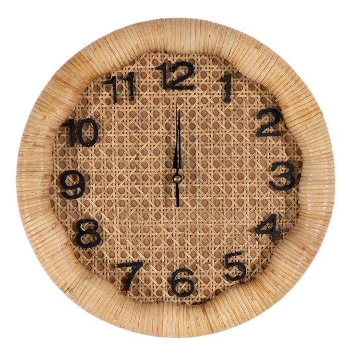 Reloj de Pared Romimex Marrón Mimbre Madera de abeto Madera MDF 36 x 36 x 6 cm 1