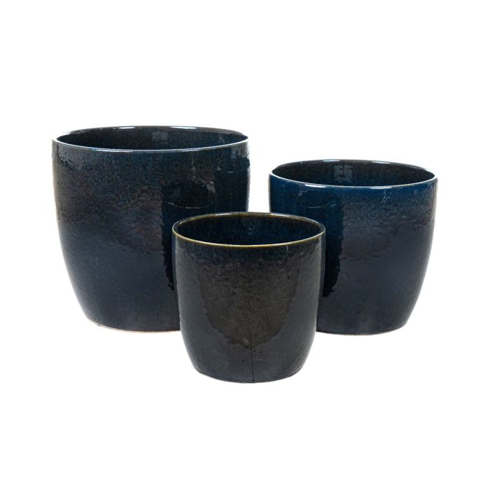 Set de Maceteros Romimex Azul Porcelana (3 Piezas)