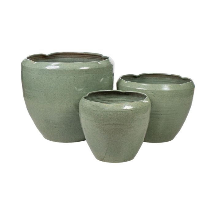 Set de Maceteros Romimex Verde Porcelana (3 Piezas)
