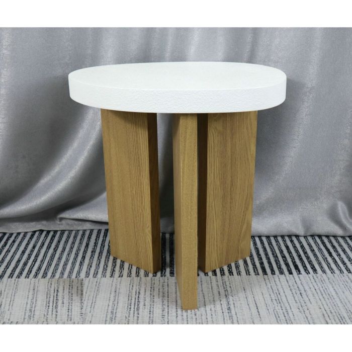 Mesa auxiliar Romimex Blanco Natural Madera MDF 46 x 48 x 36 cm 1