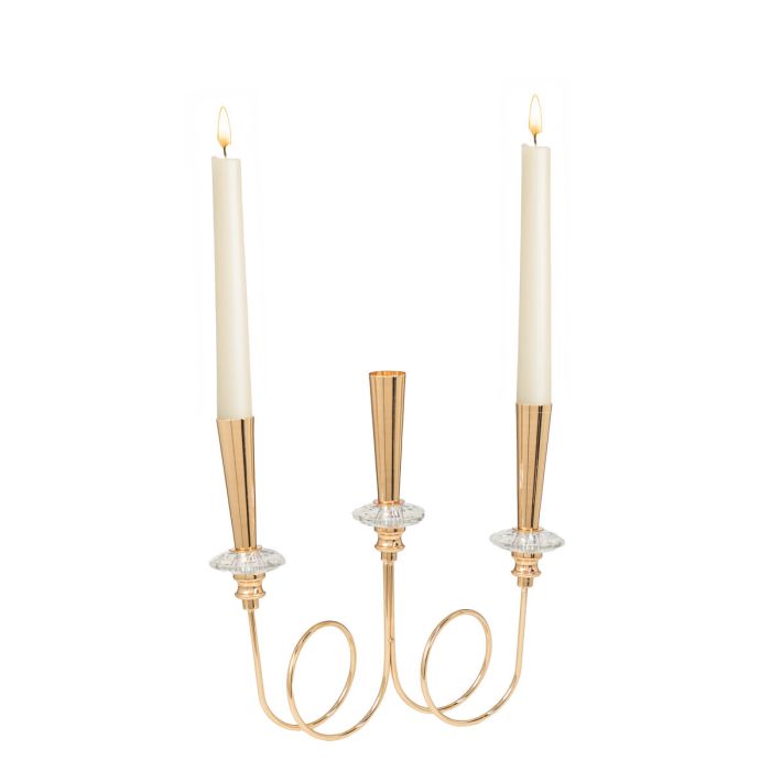 Candelabro Romimex Dorado Metal Vidrio Nudo 26 x 10 x 27 cm