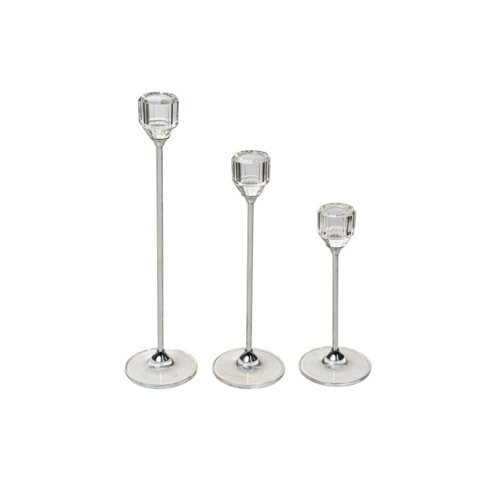 Set de Portavelas Romimex Metal Vidrio 6 x 26 x 6 cm 3 Piezas