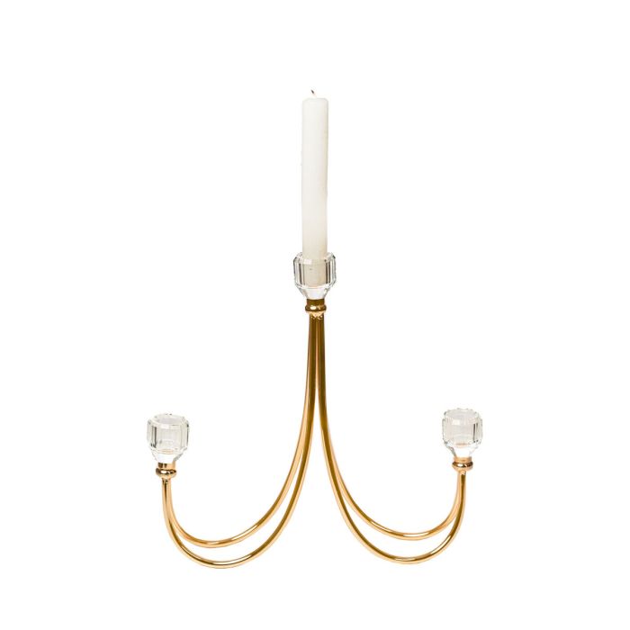 Candelabro Romimex Dorado Metal Vidrio 26 x 28 x 8 cm