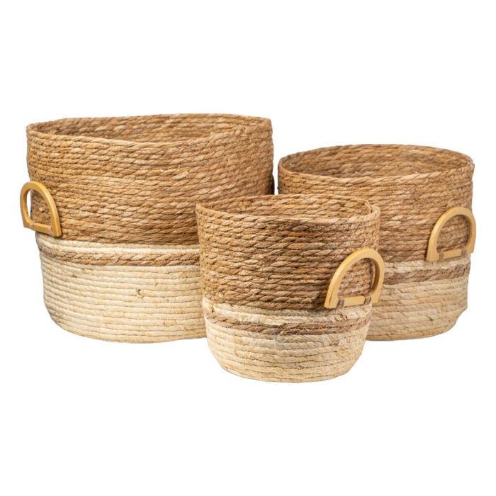 Juego de Cestos Romimex Beige Fibra natural 40 X 35 X 40 CM