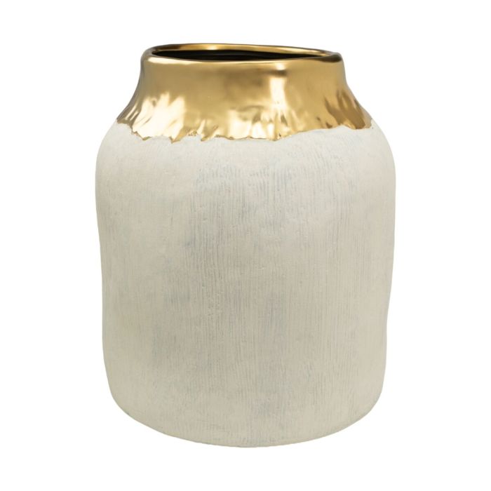 Florero Romimex Blanco Dorado Porcelana 30 x 35 x 30 cm