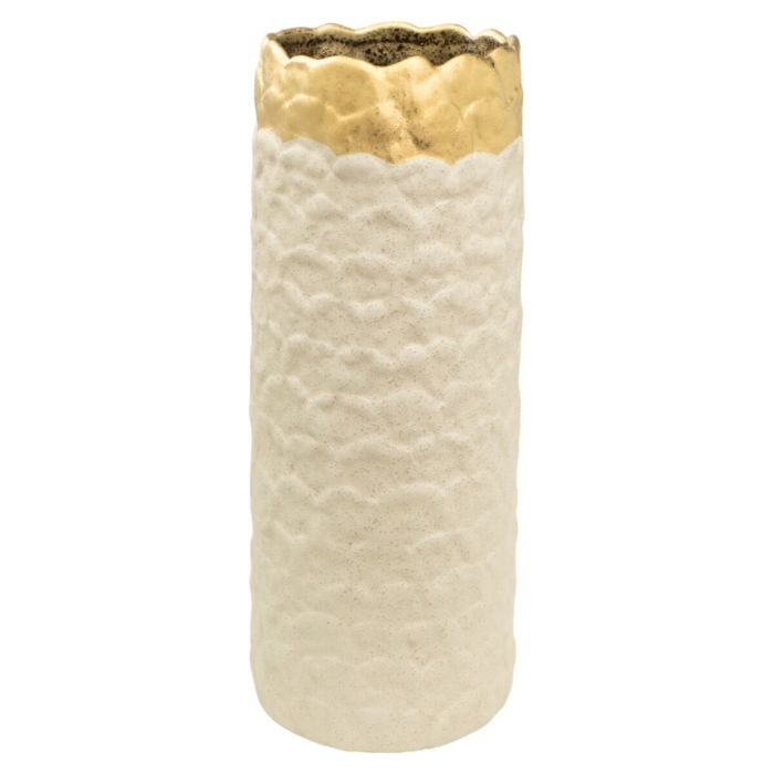 Florero Romimex Blanco Dorado Porcelana 14 x 35 x 14 cm