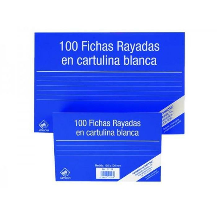 Mariola Ficha Rayada 95x65 mm Cartulina 180 gr Blanco Paquete De 100 Nº1