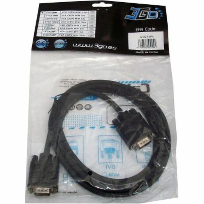 Cable VGA 3GO CVGAMM Negro 1,8 m 1