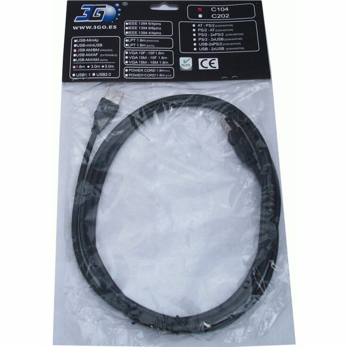 Cable OTG USB 2.0 Micro 3GO 1.8m USB 2.0 A/B (1,8 m) Negro 1