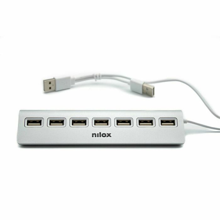 Hub USB Nilox NXHU7ALU2 Negro Gris