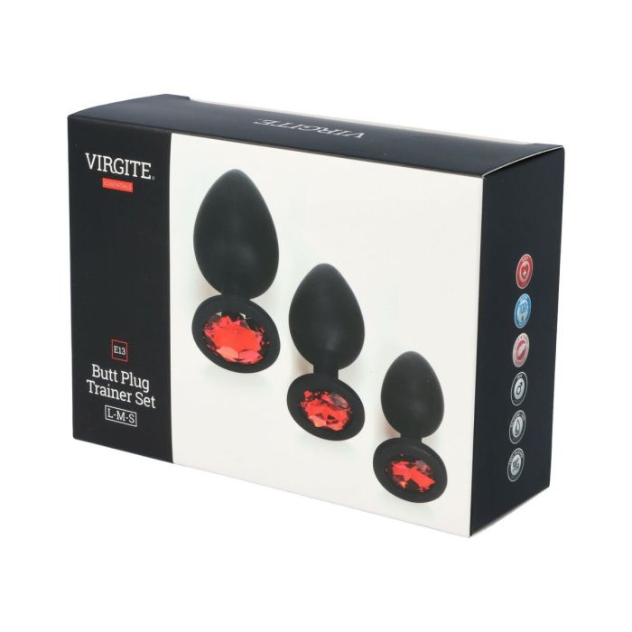 Plug Anal Virgite Negro Silicona Set 3 Piezas 8