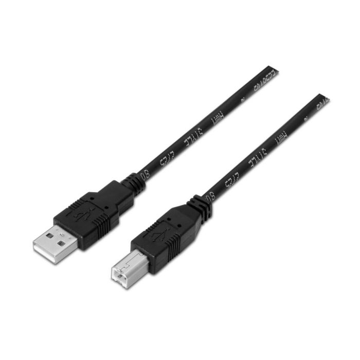 Cable USB 2.0 Impresora Aisens A101-0006/ USB Tipo-B Macho - USB Macho/ Hasta 2.5W/ 60Mbps/ 1.8m/ Negro