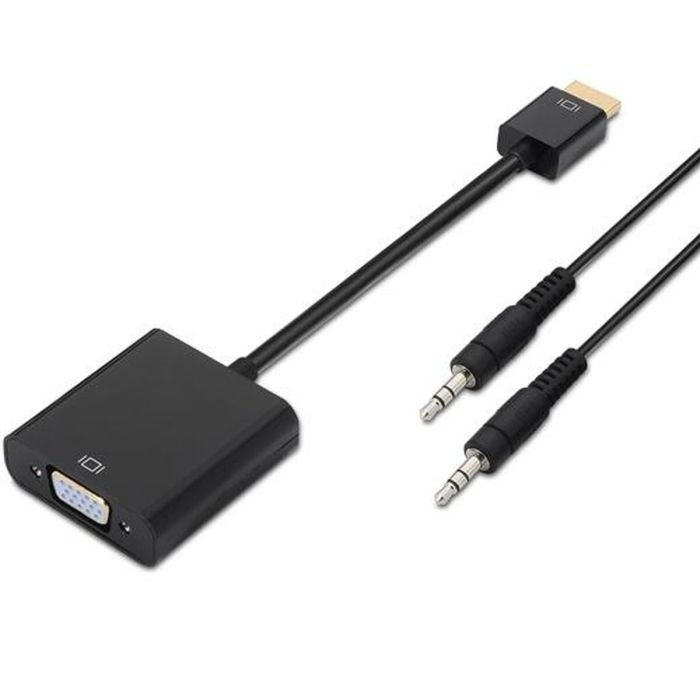 Aisens Conversor Hdmi A Svga + Audio, Hdmi A-M - Svga-H + Jack 3.5-H Negro 10 cm+1,0M