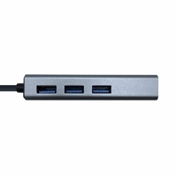 Hub USB Aisens Conversor USB 3.0 a ethernet gigabit 10/100/1000 Mbps + Hub 3 x USB 3.0, Gris, 15 cm 3