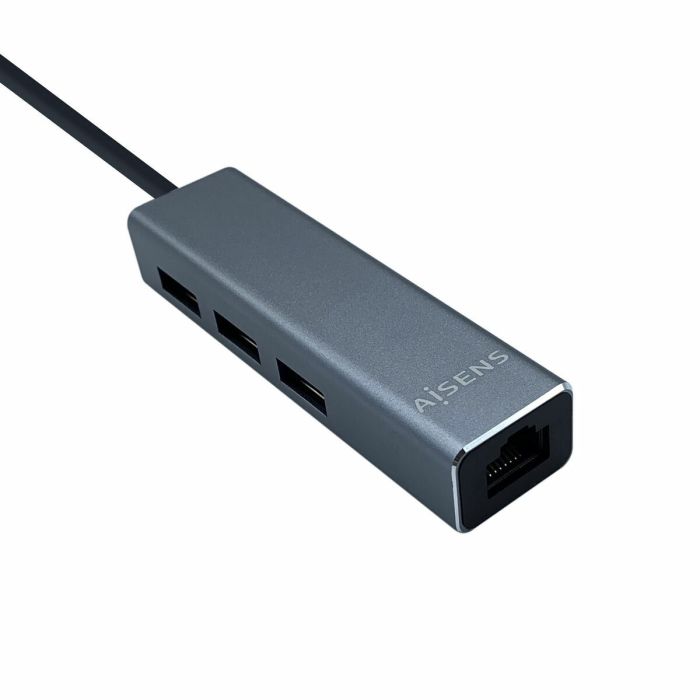Hub USB Aisens Conversor USB 3.0 a ethernet gigabit 10/100/1000 Mbps + Hub 3 x USB 3.0, Gris, 15 cm 2