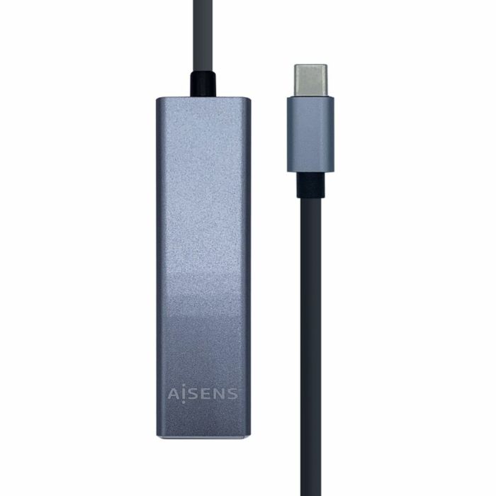 Aisens Conversor Usb3.1 gren1 Usb-C A Ethernet Gigabit 10-100-1000 Mbps + Hub 3Xusb3.0 gris 15 cm