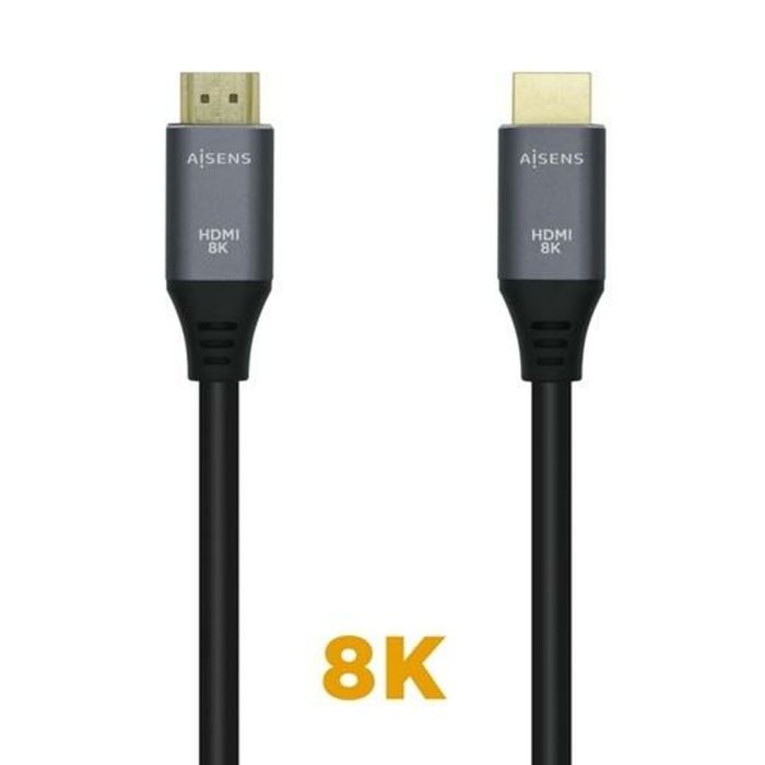 Aisens Cable Hdmi V2.1 Premium Alta Velocidad Hec 8K@60Hz 48 grbps A-M - A-M Gris-Negro 1,0M