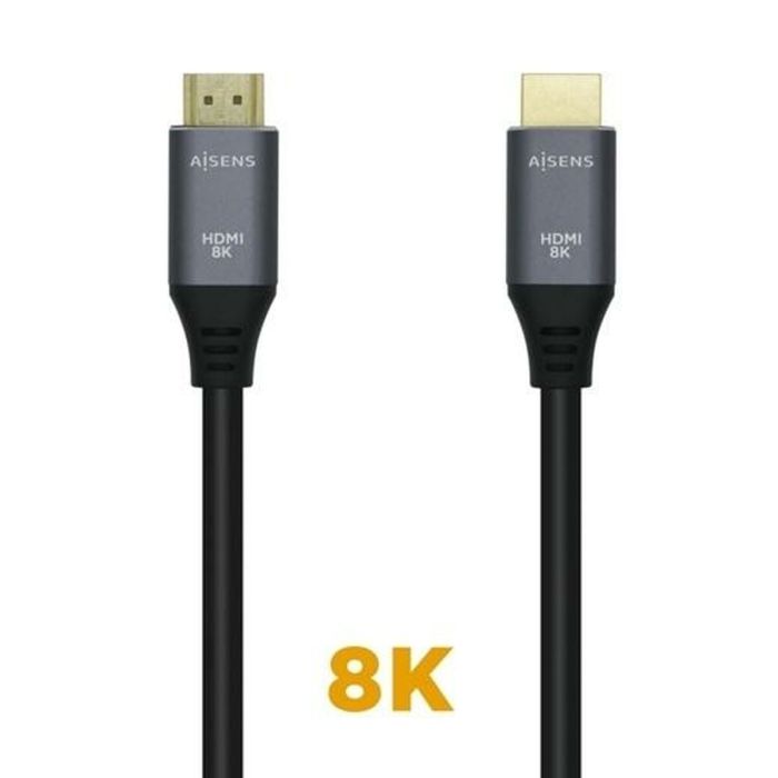 Aisens Cable Hdmi V2.1 Premium Alta Velocidad Hec 8K@60Hz 48 grbps A-M - A-M Gris-Negro 1,5M