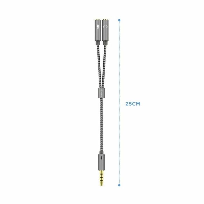 Adaptador Jack 3.5 mm Hembra a Macho Aisens A128-0415 Negro Gris 25 cm 1