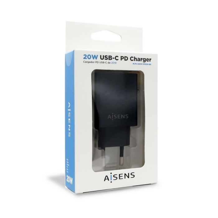 Aisens Cargador Usb-C Pd3.0 1 Puerto 1Xusb-C 20 W, Negro