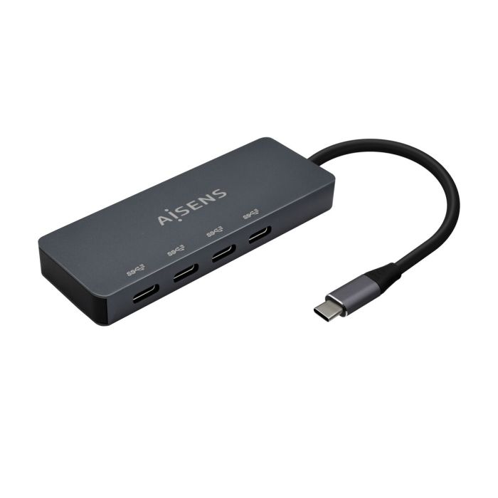 Hub USB Tipo-C Aisens A109-0745/ 4xUSB Tipo-C/ Gris