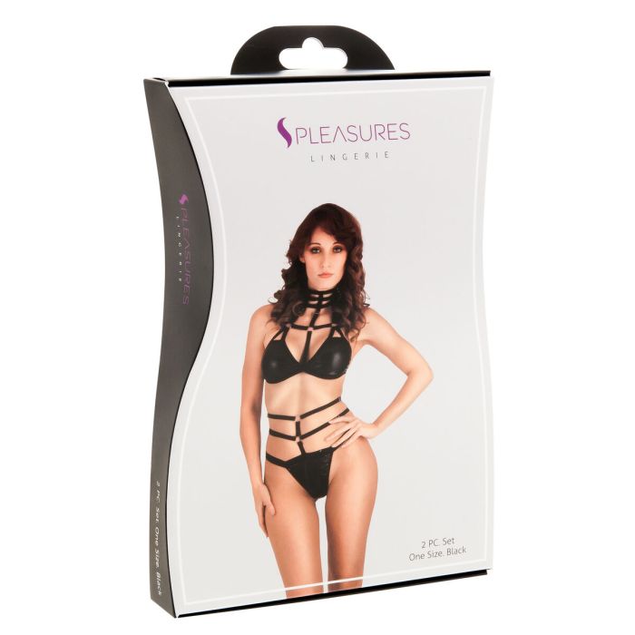 Conjunto de Lencería S Pleasures Negro (Talla única)