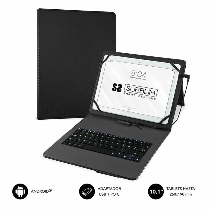 Funda para Tablet y Teclado Subblim SUB-KT1-USB001 10.1" Negro Qwerty Español Español 1