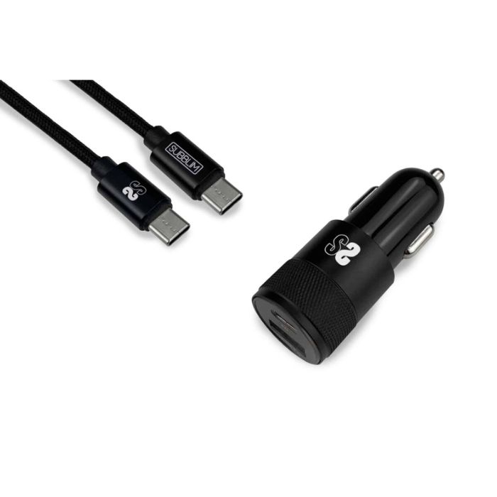 SUBBLIM CARGADOR ULTRA RAPIDO 2xUSB DE PARED PD18W+2.4A + Cable C to C