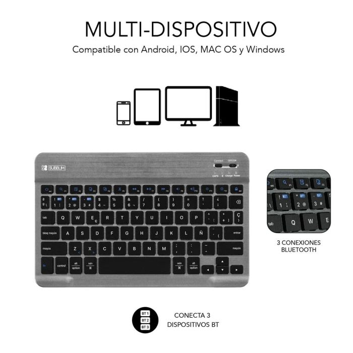 Funda para Tablet y Teclado Subblim SUBKT3BTS055 Negro Qwerty Español QWERTY 4