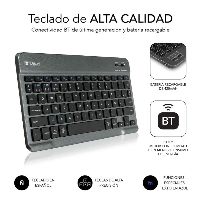 Funda para Tablet y Teclado Subblim SUBKT3BTS055 Negro Qwerty Español QWERTY 1