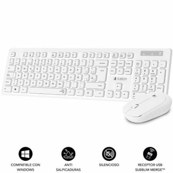 Teclado y Ratón Inalámbrico Subblim SUBKBC-CSSW11 Blanco Qwerty Español