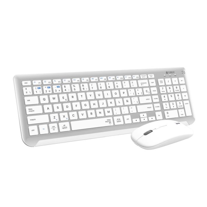 Teclado y Ratón Inalámbrico Subblim Combo Dual Prestige Extendido/ Blanco y Plata